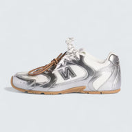 x New Balance 530 SL Metallic Leather and Mesh Sneakers 'Silver'