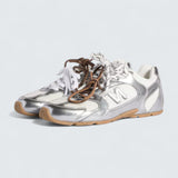 x New Balance 530 SL Metallic Leather and Mesh Sneakers 'Silver'