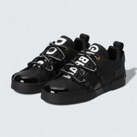 D&G Portofino Sneakers in Calfskin and Patent Leather 'Black'