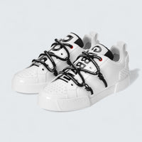 D&G Portofino Sneakers in Calfskin and Patent Leather 'White'