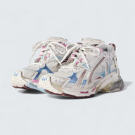 Runner Gradient Sneaker in White, Brown, Blue, Pink and Grey Mesh, Polyurethane and Polyester