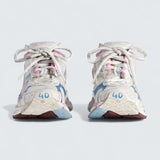 Runner Gradient Sneaker in White, Brown, Blue, Pink and Grey Mesh, Polyurethane and Polyester
