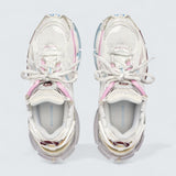 Runner Gradient Sneaker in White, Brown, Blue, Pink and Grey Mesh, Polyurethane and Polyester