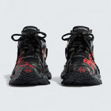 Runner Graffiti Sneaker in Black and Red Mesh and Nylon