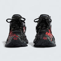 Runner Graffiti Sneaker in Black and Red Mesh and Nylon