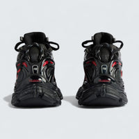 Runner Graffiti Sneaker in Black and Red Mesh and Nylon