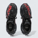 Runner Graffiti Sneaker in Black and Red Mesh and Nylon