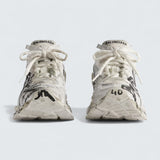 Runner Graffiti Sneaker in White and Black Mesh and Nylon