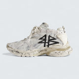 Runner Graffiti Sneaker in White and Black Mesh and Nylon