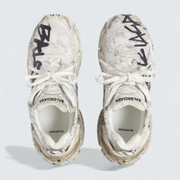 Runner Graffiti Sneaker in White and Black Mesh and Nylon
