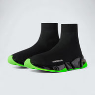 Speed 2.0 Full Clear Sole Sneaker in Black and Neon Green Recycled Knit