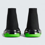 Speed 2.0 Full Clear Sole Sneaker in Black and Neon Green Recycled Knit