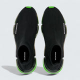 Speed 2.0 Full Clear Sole Sneaker in Black and Neon Green Recycled Knit