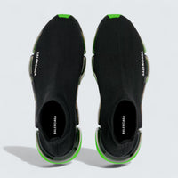 Speed 2.0 Full Clear Sole Sneaker in Black and Neon Green Recycled Knit