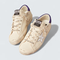 Super-Star LTD 'White Nappa with Silver Metallic Star and Purple Suede Heel Tab'