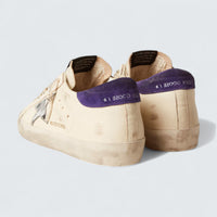 Super-Star LTD 'White Nappa with Silver Metallic Star and Purple Suede Heel Tab'