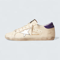 Super-Star LTD 'White Nappa with Silver Metallic Star and Purple Suede Heel Tab'