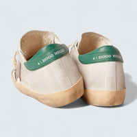 Super-Star LTD 'White Suede with Old Rose Leather Star and Green Heel Tab'