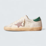Super-Star LTD 'White Suede with Old Rose Leather Star and Green Heel Tab'