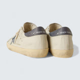Super-Star LTD 'Cream-White Leather with Swarovski Crystal Star and Blue Lizard-Print Heel Tab'