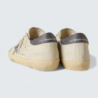 Super-Star LTD 'Cream-White Leather with Swarovski Crystal Star and Blue Lizard-Print Heel Tab'