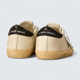 Super-Star LTD 'White Leather with Laminated Leather Star and Black Glitter Heel Tab'