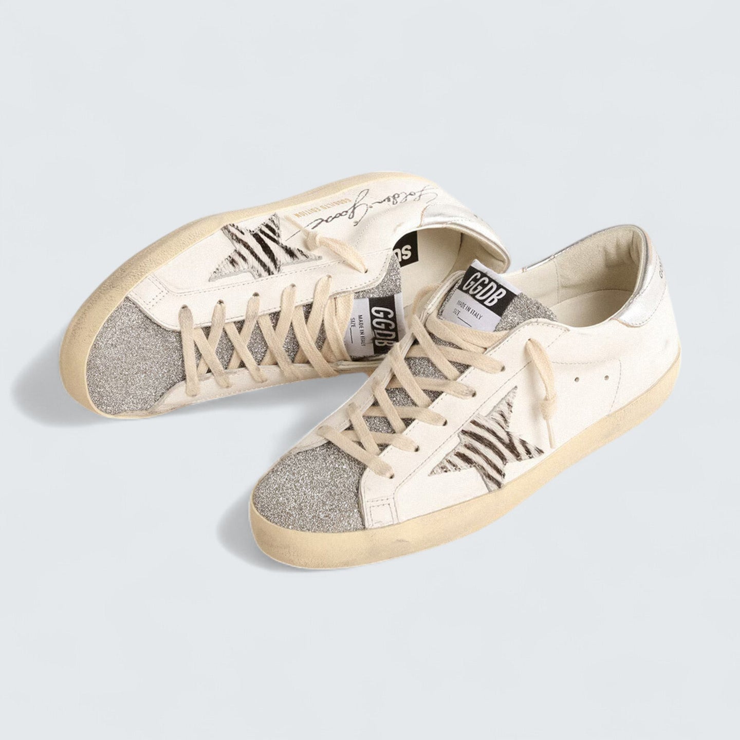 Super-Star LTD 'White Leather with Silver Swarovski Crystal Tongue'