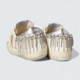 Super-Star LTD 'White Leather with Yellow Suede Star and Silver Metallic Leather Heel Tab with Crystals'