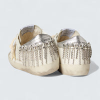 Super-Star LTD 'White Leather with Yellow Suede Star and Silver Metallic Leather Heel Tab with Crystals'