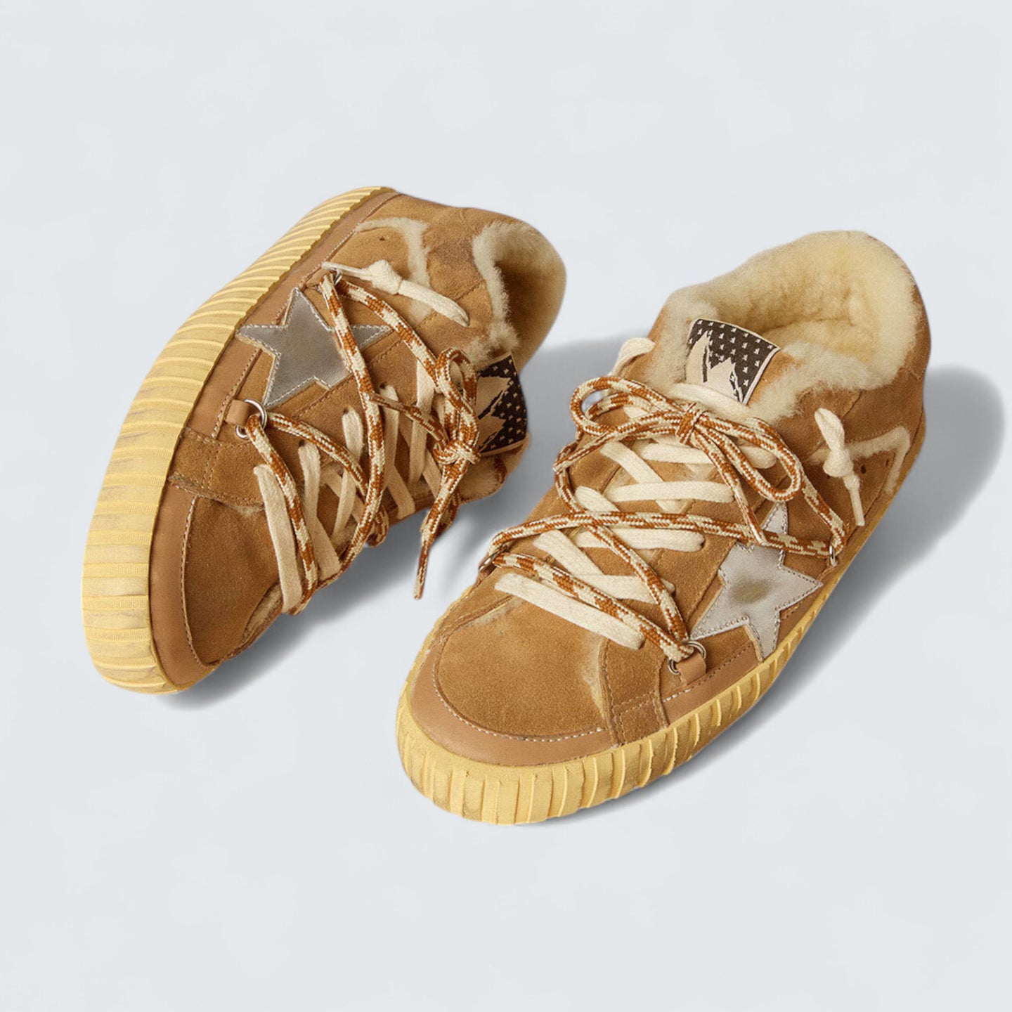 Super-Star 'Beige Suede and Shearling with Metallic Leather Star'