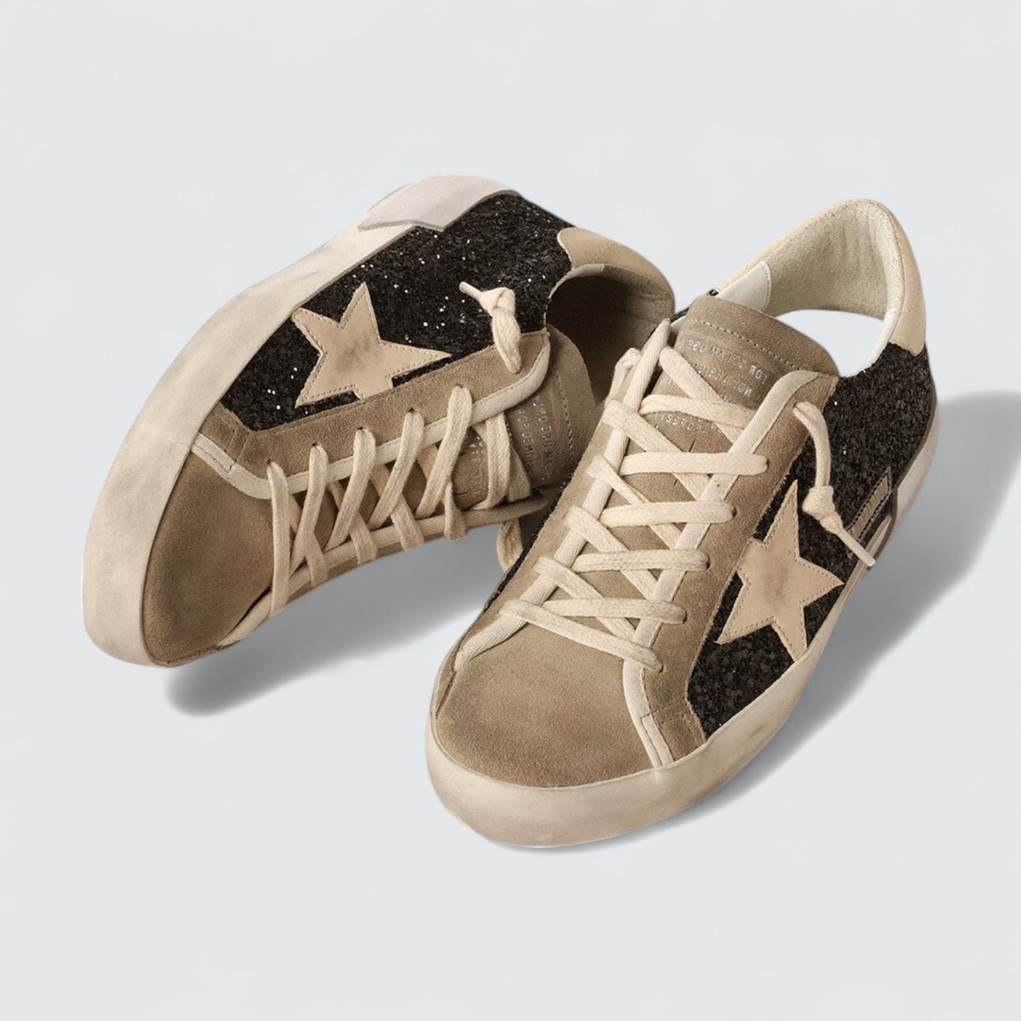 Super-Star 'Black Glitter with Cream Star and Suede Inserts'