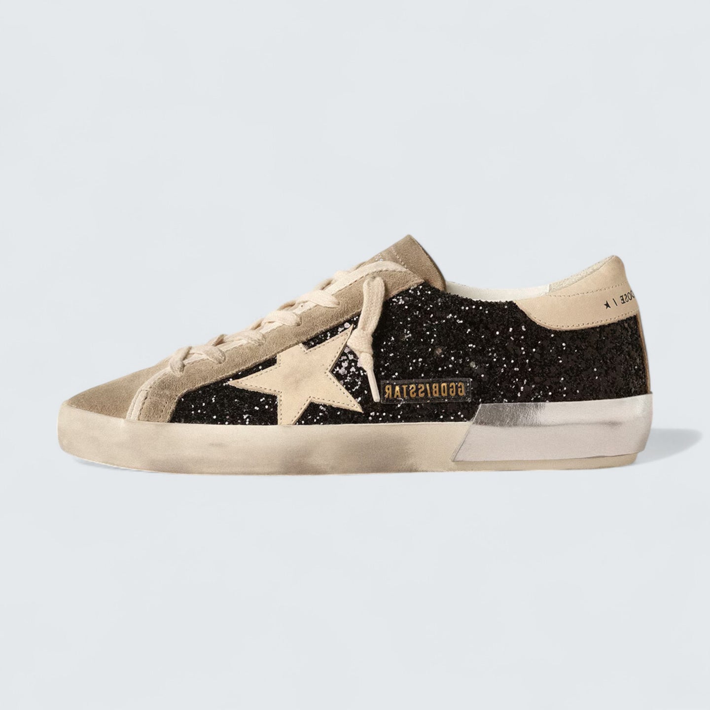 Super-Star 'Black Glitter with Cream Star and Suede Inserts'