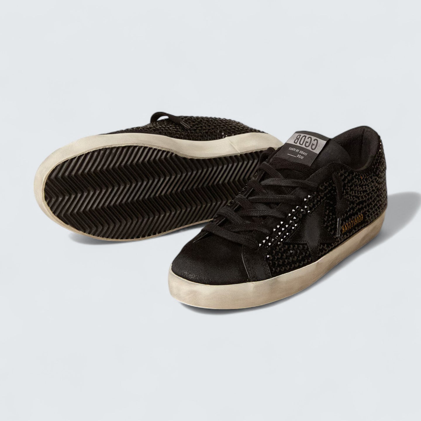 Super-Star 'Black Suede with Swarovski Crystals and Black Suede Star'