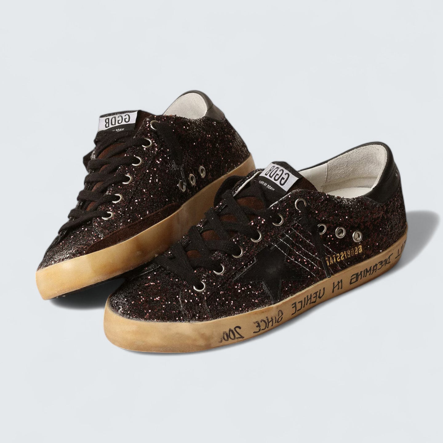 Super-Star 'Brown Glitter with Black Leather Star and Heel Tab'