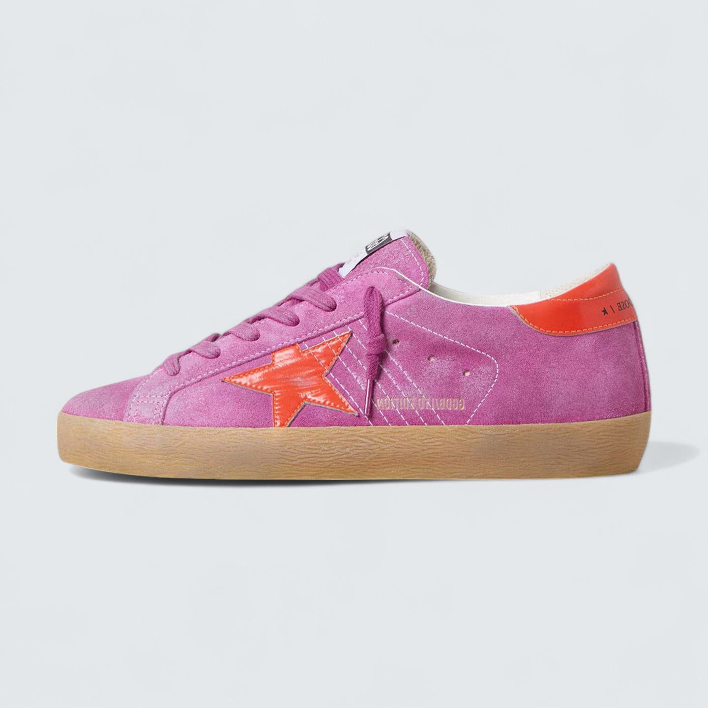 Super-Star 'Fuchsia Suede with Fluorescent Orange Laminated Leather Star and Heel Tab'