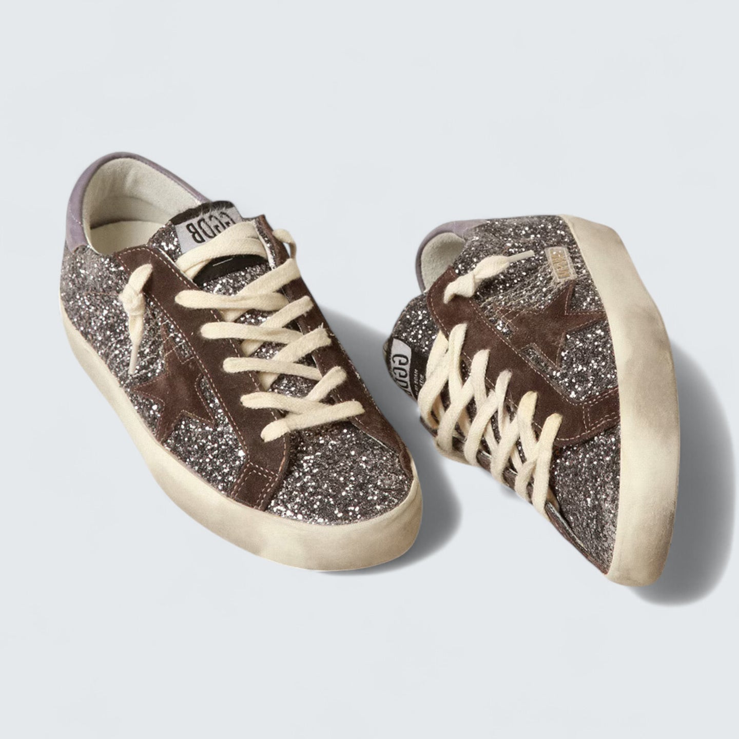 Super-Star 'Glitter with Brown Star and Lilac Heel Tab'