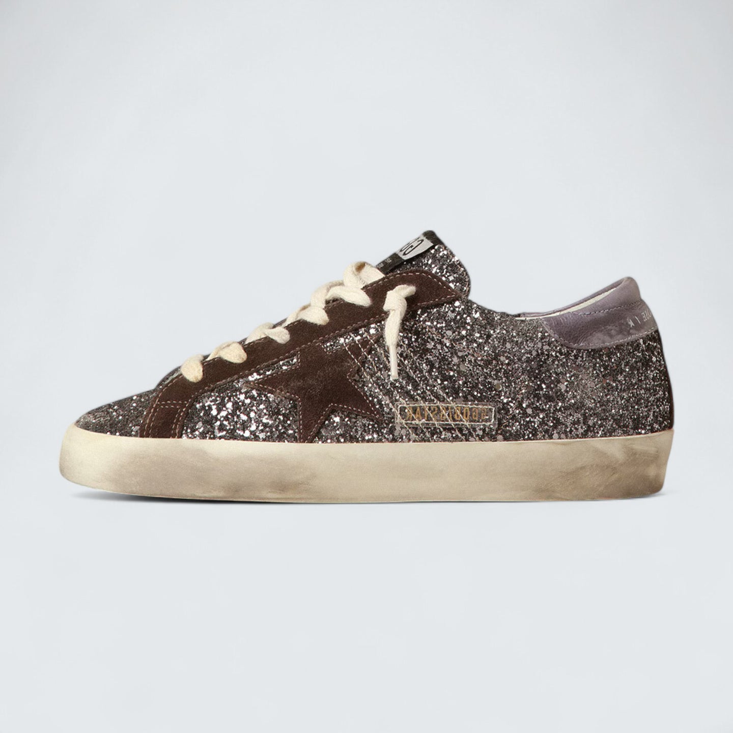 Super-Star 'Glitter with Brown Star and Lilac Heel Tab'