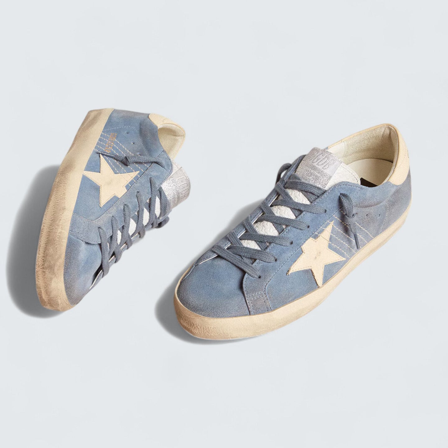 Super-Star 'Light Blue Suede with Beige Leather Star and Heel Tab'