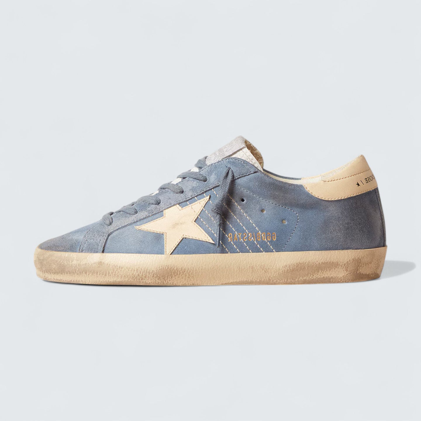 Super-Star 'Light Blue Suede with Beige Leather Star and Heel Tab'