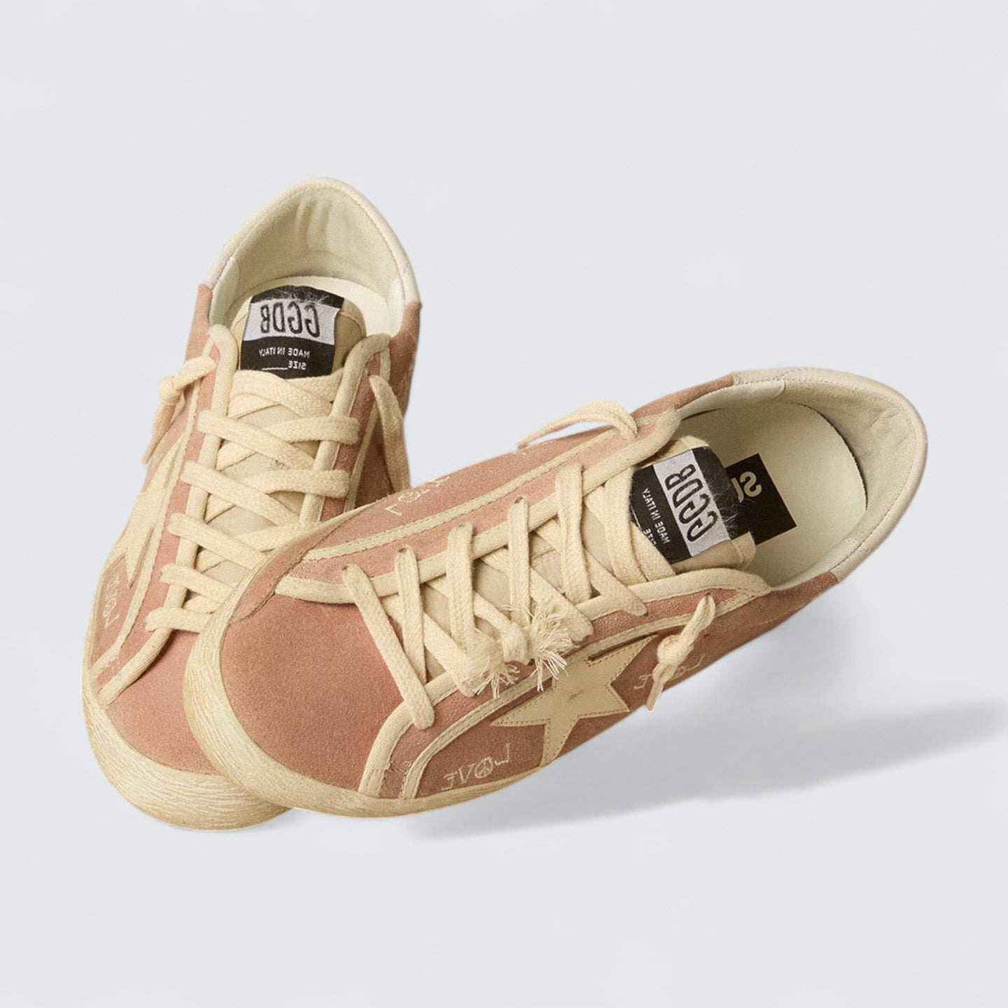 Super-Star 'Powder-Pink Suede with Cream Leather Star'