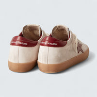Super-Star 'White Suede with Burgundy Leather Star and Heel Tab'