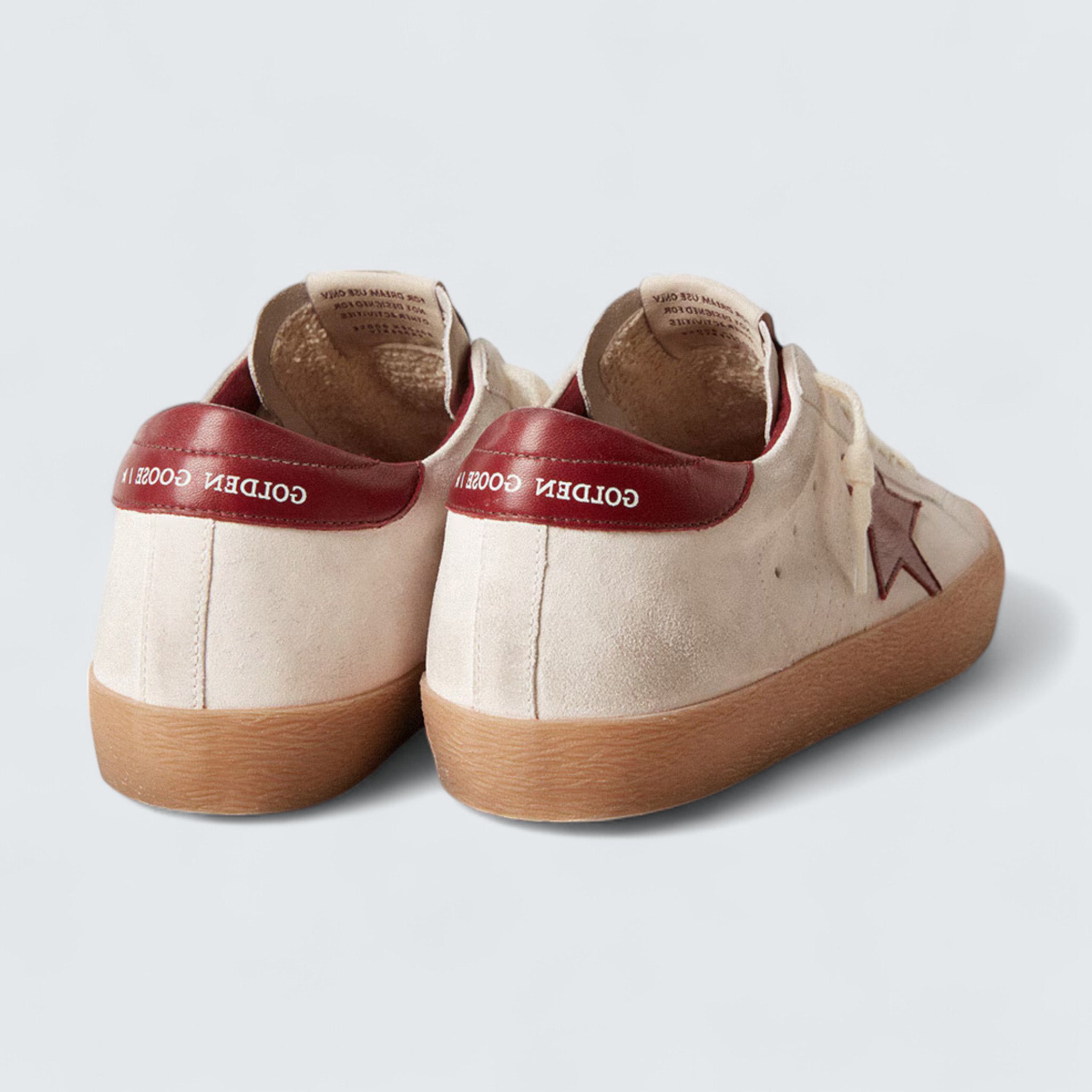 Super-Star 'White Suede with Burgundy Leather Star and Heel Tab'