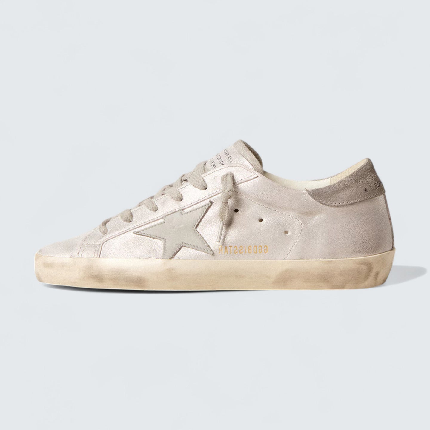 Super-Star 'Gray-White Glitter-Effect Leather with Ice-Gray Leather Star'