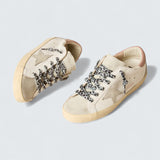 Super-Star 'White Leather with Ice-Gray Suede Star and Pink Lizard-Print Heel Tab'