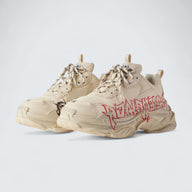 Triple S Sneaker in White, Red and Black DIY Metal Artwork Printed Cowskin