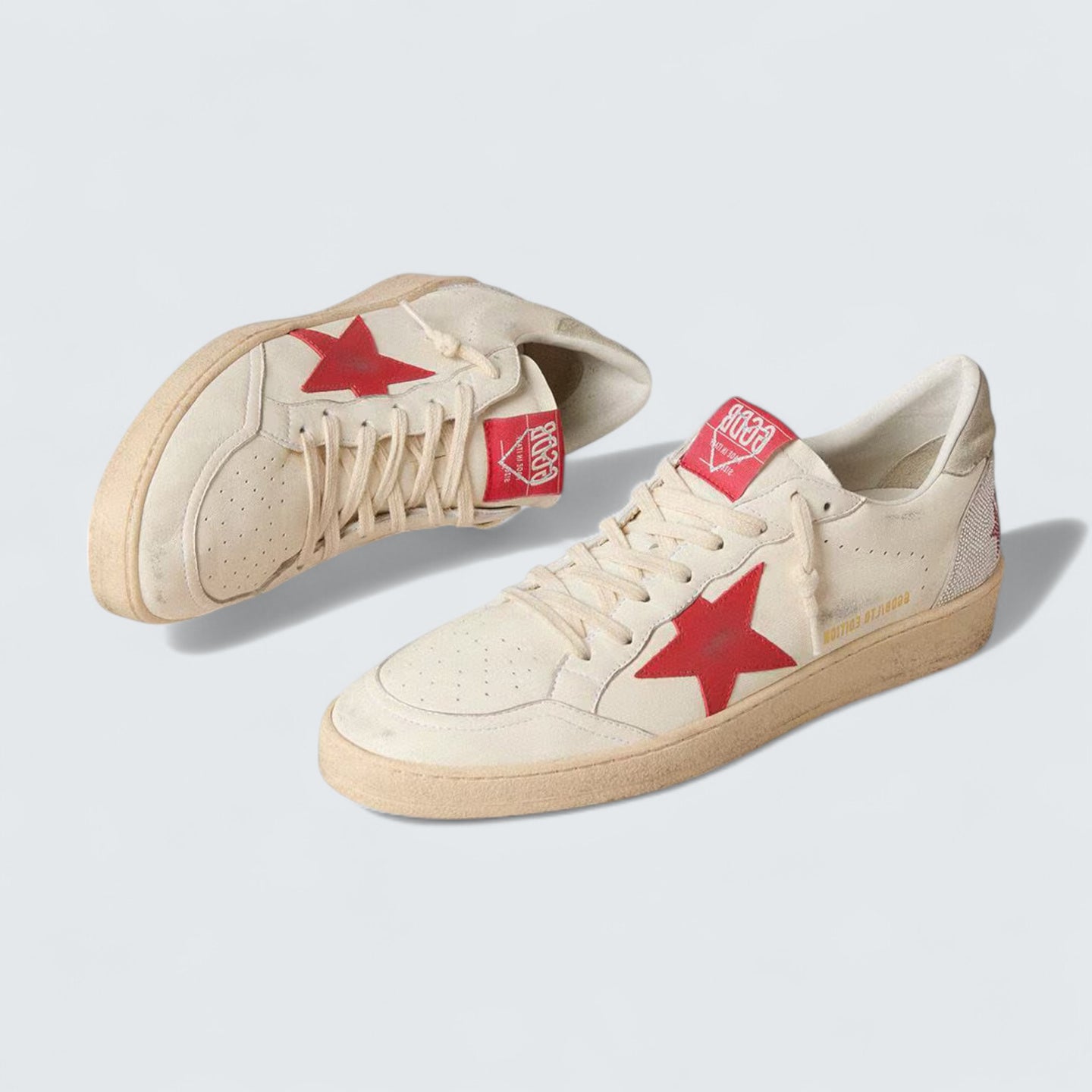 Ball Star 'Valentine’s Day White Leather with Red Leather Star and Red Swarovski Lettering'