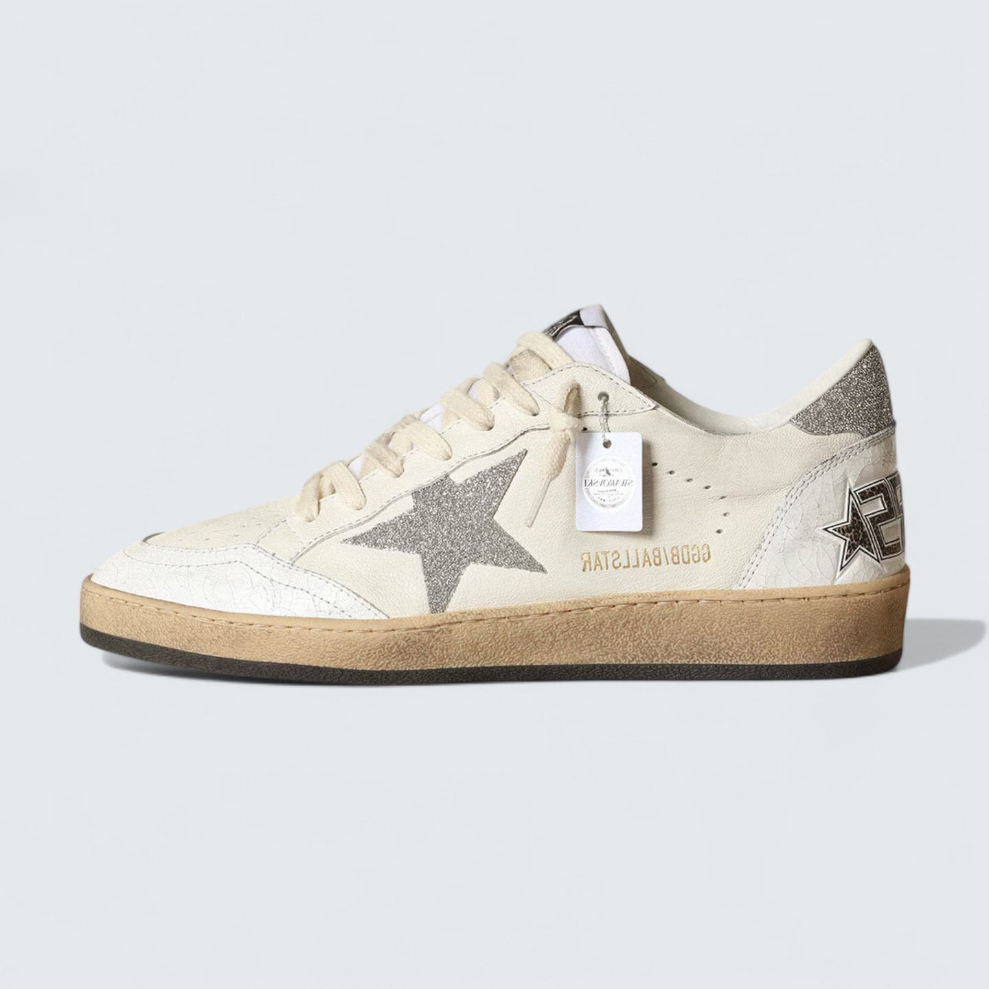 Ball Star 'White Leather with Swarovski Crystal Star and Heel Tab'