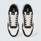 B27 Uptown Low-Top Sneaker ’White Smooth Calfskin, Black Denim and White Dior Oblique Galaxy Leather’