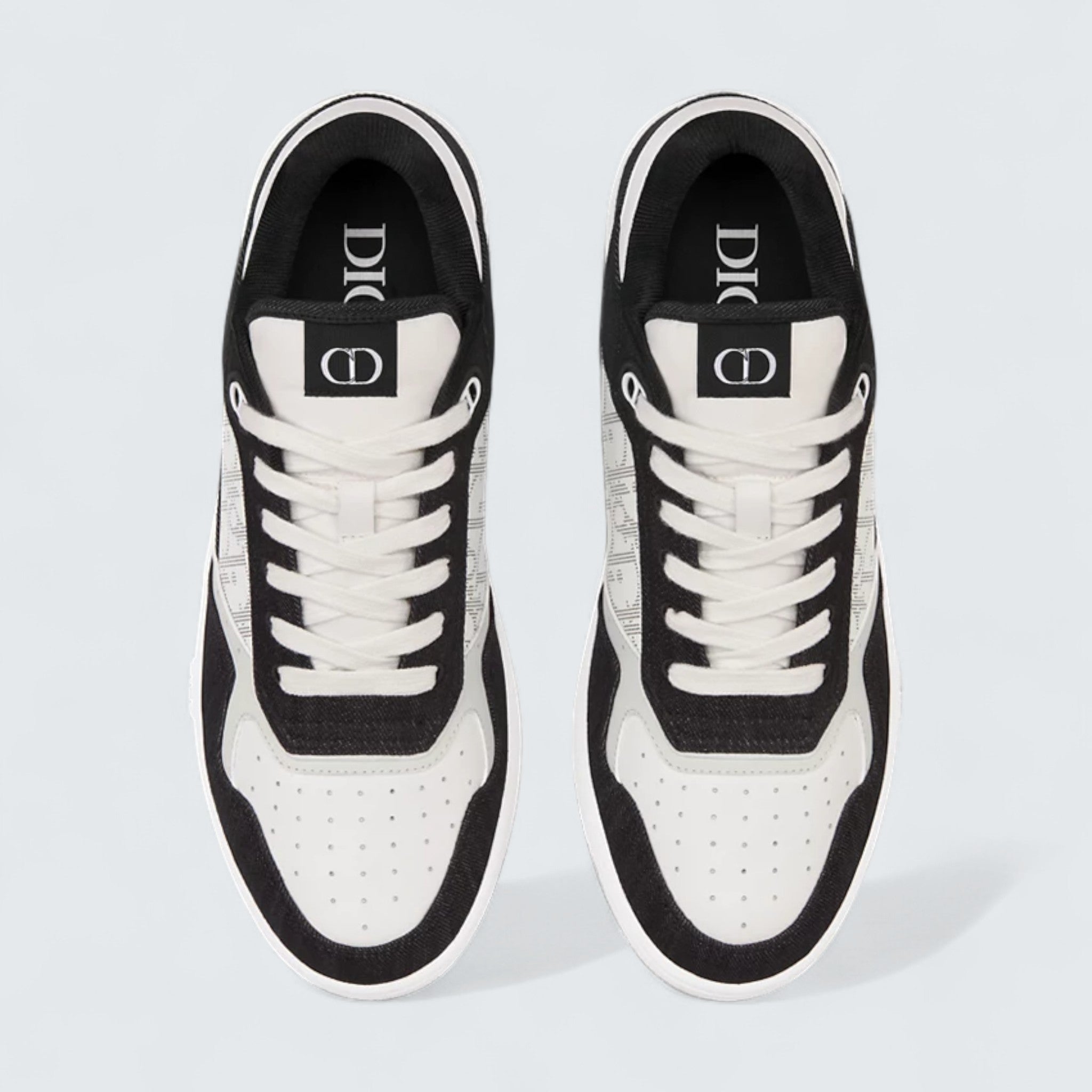 B27 Uptown Low-Top Sneaker ’White Smooth Calfskin, Black Denim and White Dior Oblique Galaxy Leather’