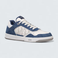 B27 Uptown Low-Top Sneaker ’White Smooth Calfskin, Blue Denim and White Dior Oblique Galaxy Leather’